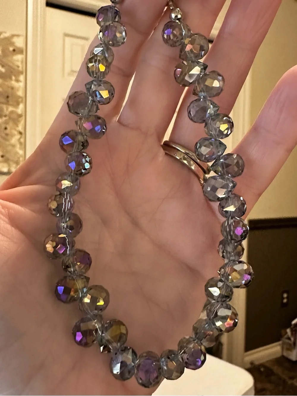 Artisan Iridescent Bead keychain or phone holder